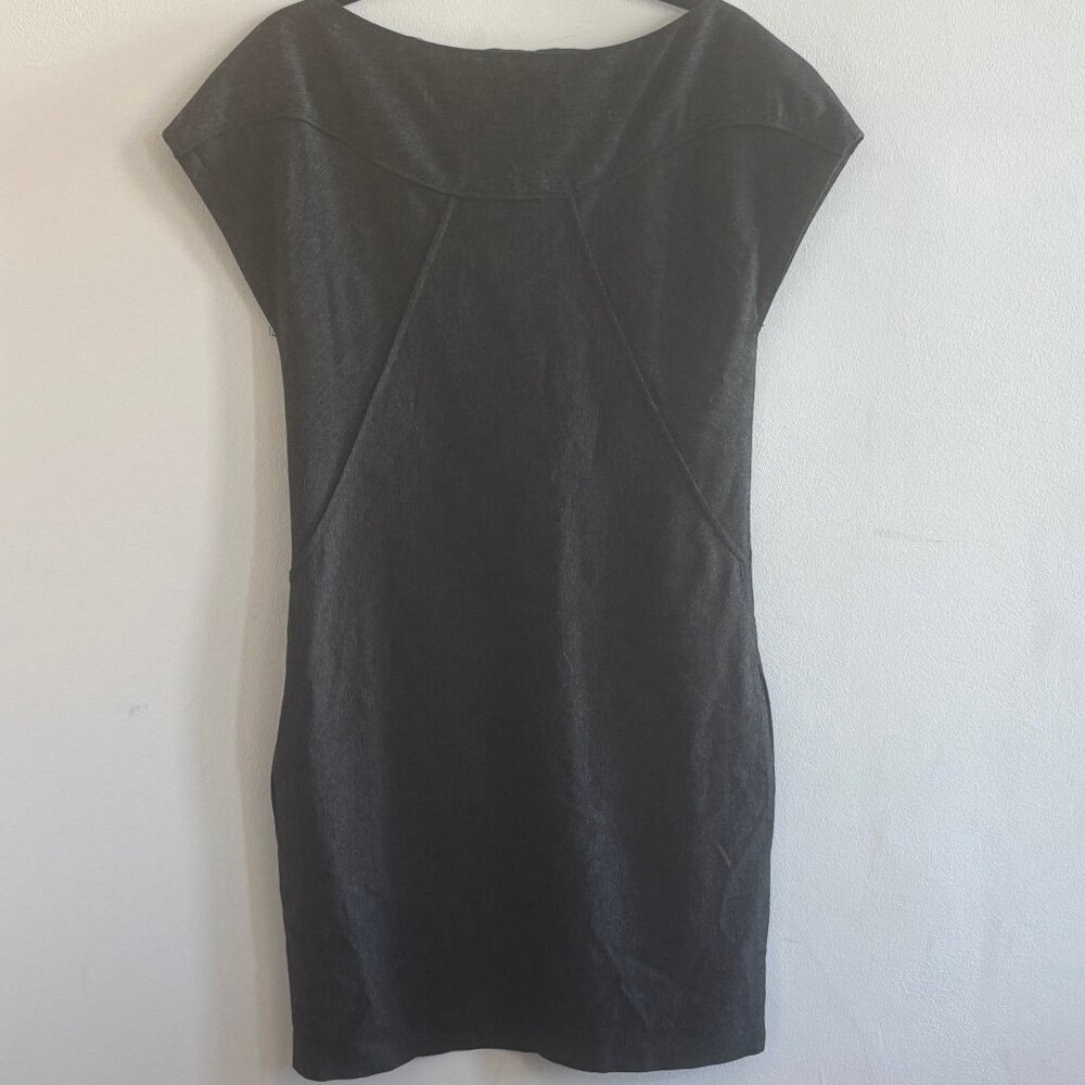 Vanessa Bruno Charcoal Stripe Cap Sleeve Mini Dress - Size 36 - Picture 4 of 5